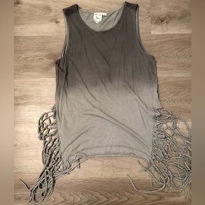 Medium White crow ombré tank The side are braided and see through.